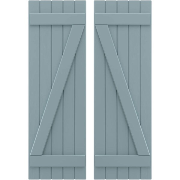 Ekena Millwork Americraft 5-Board (2 Batten) Wood Joined Board-n-Batten Shutters w/ Z-Bar, ARW102BB518X77SBH, PR ARW102BB518X77SBH - main
